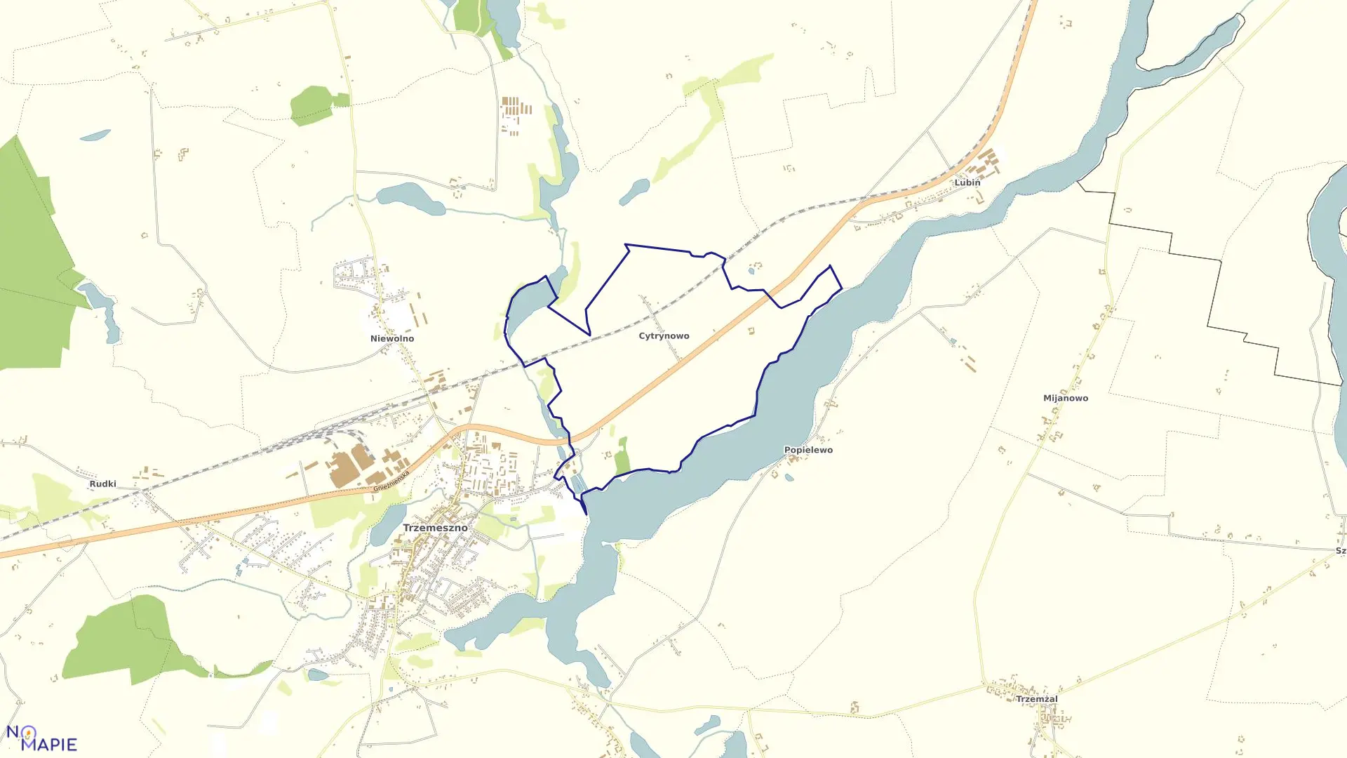 Mapa obrębu CYTRYNOWO-BYSTRZYCA w gminie Trzemeszno