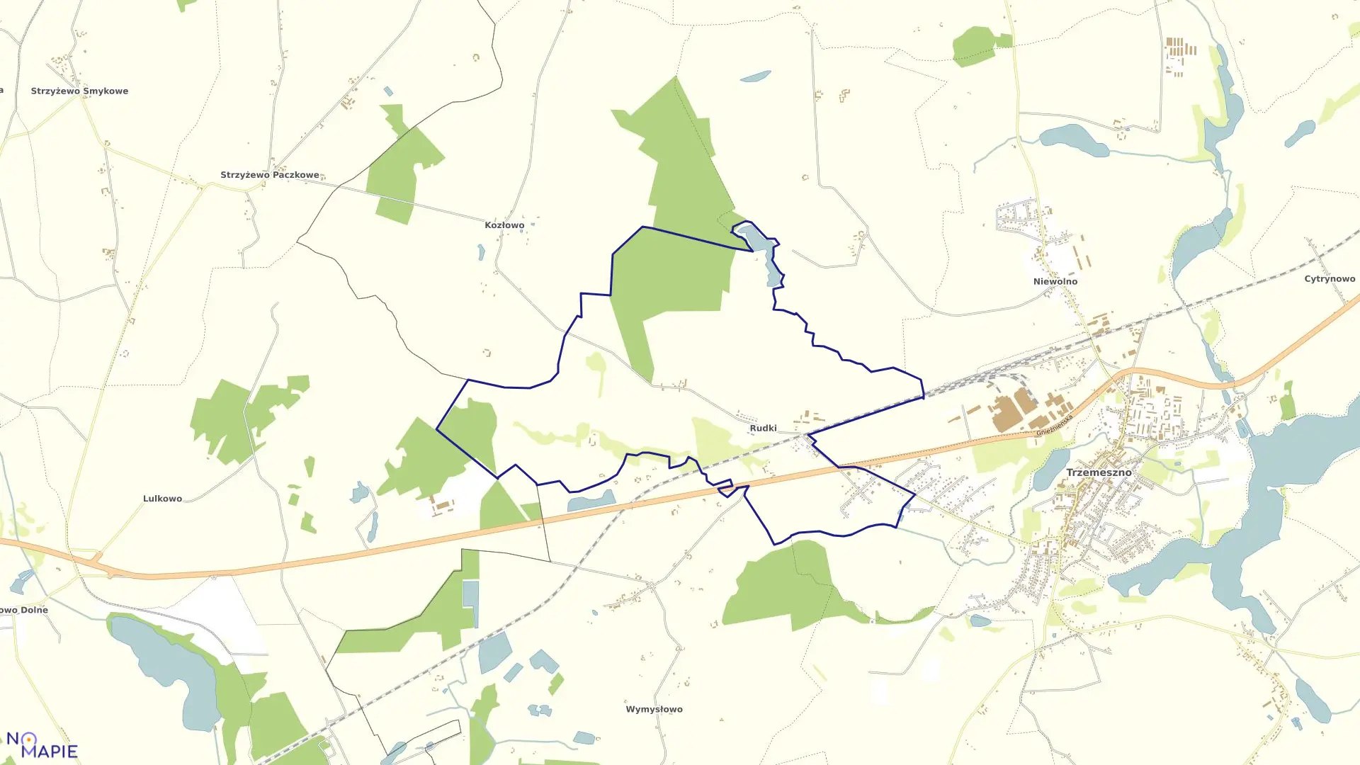 Mapa obrębu RUDKI w gminie Trzemeszno